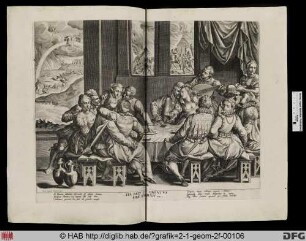 Festliches Gelage mit dem Jüngsten Gericht (Matth. 24).