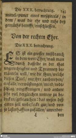 Die XXX. betrachtung. Von der rechten Ehre