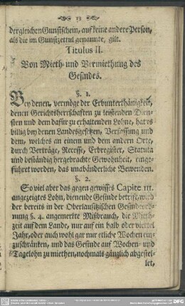 Titulus II. Von Mieth- und Vermiethung des Gesindes