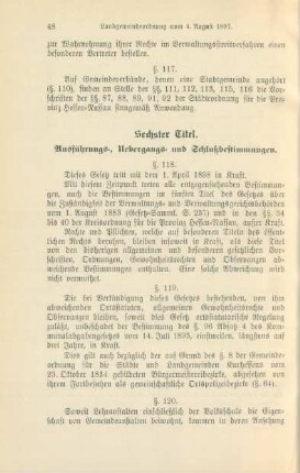 Sechster Titel. Ausführungs-, Uebergangs- und Schlußbestimmungen