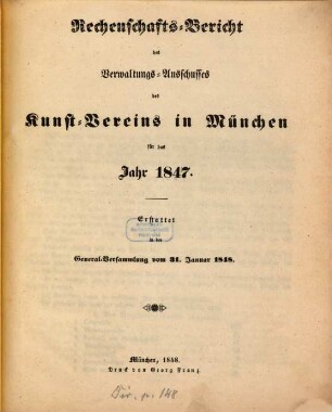 Rechenschafts-Bericht. 1847 (1848)