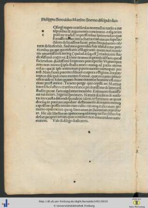 Philippus Beroaldus Martino Boemo discipulo suo