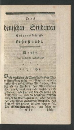 Des deutschen Studenten Sechsundfünfzigste Lehrstunde