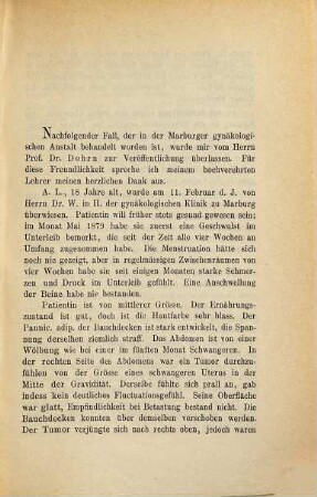 Ein Fall von Atresia vaginalis mit Hämatometra