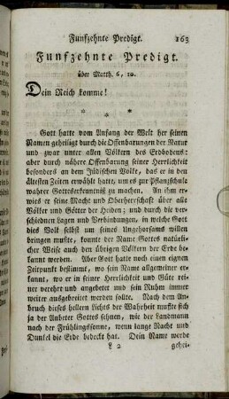 Funfzehnte Predigt. über Matth. 6, 10.