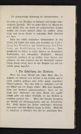 11 I. Die Schärfung des Denkens