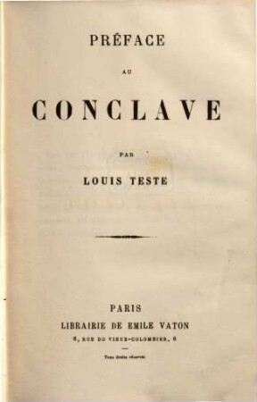 Préface au conclave