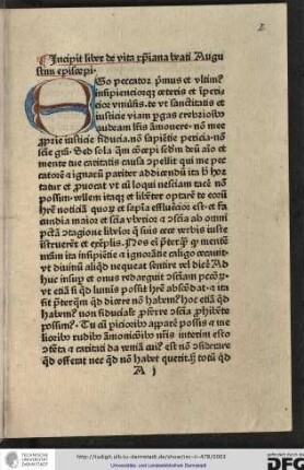 Incipit liber de vita christiana beati Augustini episcopi.