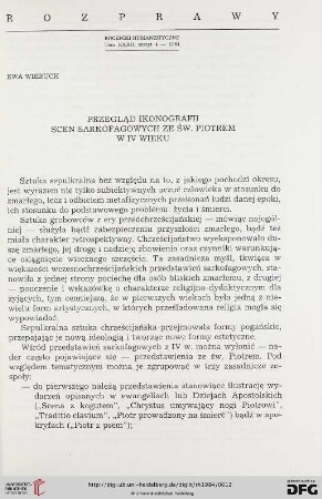 Tom 32: Przegląd ikonografii scen sarkofagowych ze św. Piotrem w IV wieku