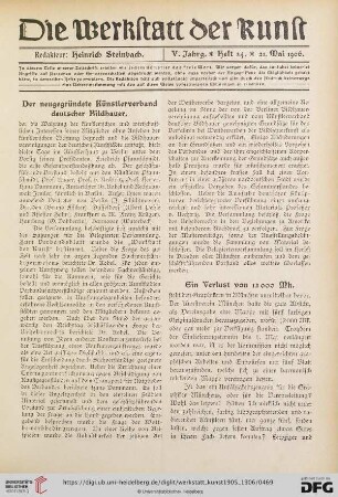 Der neugegründete Künstlerverband deutscher Bildhauer