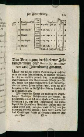 537-550, Von Vereinigung verschiedener Zahlungstermine oder Reductio terminorum auch Zeitrechnung genannt