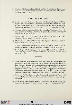 Arbeiten in Holz (Nr. 416-466)