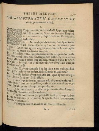 Theses Medicae. De Symptomatum Caussis Et modo generationis ex eis.