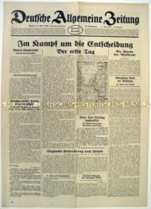 Tageszeitung "Deutsche Allgemeine Zeitung" überwiegend zum Krieg an der Westfront