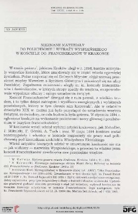 Tom 32: Nieznane materiały do polichromii i witraży Wyspiańskiego w kościele oo. Franciszkanów w Krakowie