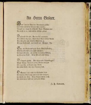 An Herrn Gesner.