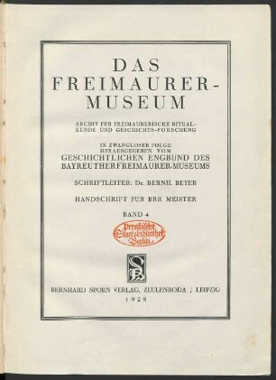 4.1928: Das Freimaurer-Museum