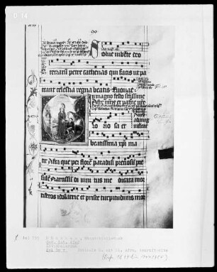 Antiphonale — Initiale G, darin die heilige Afra, Folio 90recto