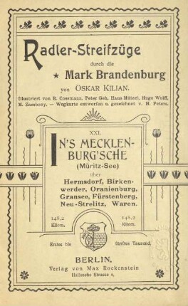 In's Mecklenburg'sche (Müritz-See.) : über Hermsdorf, Birkenwerder, Oranienburg, Gransee, Fürstenberg, Neu-Strelitz, Waren
