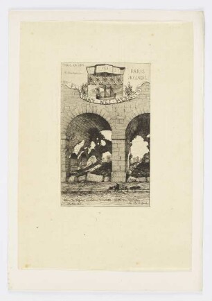 Mur de défense du viaduc d'Auteuil percé par les obus de Montretout, 22 Mai 1871, aus: "Paris Incendié"