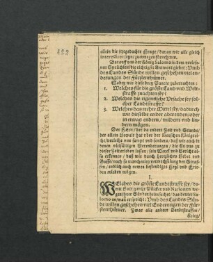 Wobey wir diese drey Puncte zubetrachten: I.