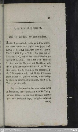 Vierter Abschnitt. Von der Stellung der Sonnenuhren