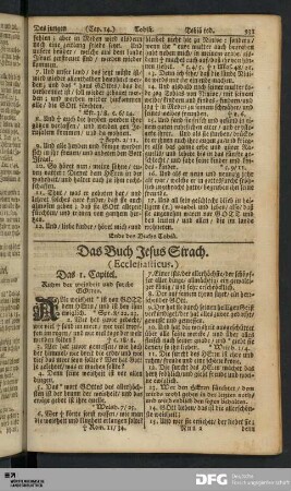 Das Buch Jesus Sirach. (Ecclesiasticus.)