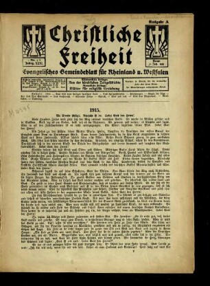 Christliche Freiheit / 31. Jahrgang 1915