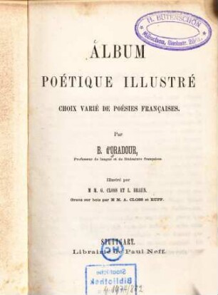 Album poétique illustré : choix varié de poésies françaises