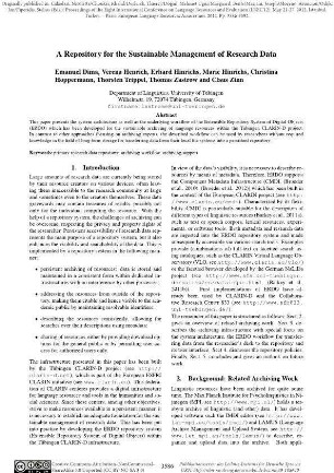 A repository for the sustainable management of research data