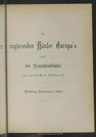 Regentenhäuser Europas