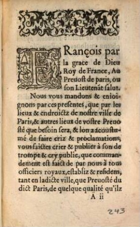De F. II. Mandemens Du Roy, Sur la confirmation de tous offices royaux, tant ordinaires que extraordinaires