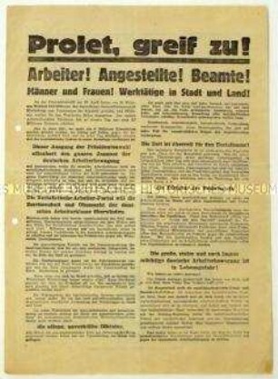 Aufruf der Sozialistischen Arbeiterpartei Deutschlands zur preußischen Landtagswahl 1932