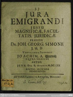 Iura emigrandi iussu magnificae