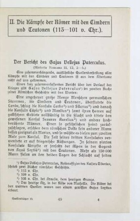 Der Bericht des Gajus Vellejus Paterculus