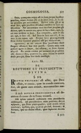 Cap. XI. De Rectione Et Providentia Divina