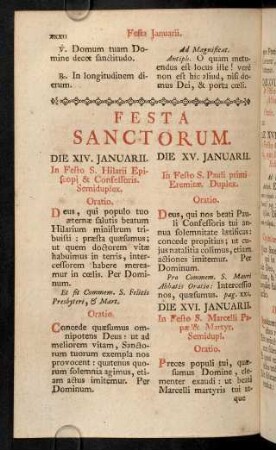 XXXII-XLII, Die XIV. Januarii; ...