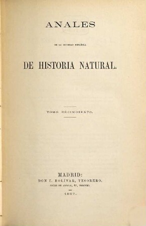 Anales de la Sociedad Española de Historia Natural. 16. 1887