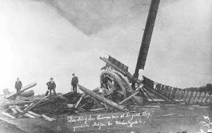 Leipzig-Wiederitzsch. Windmühle, am 15.8.1907 zerstört durch einen Sturm, Repro