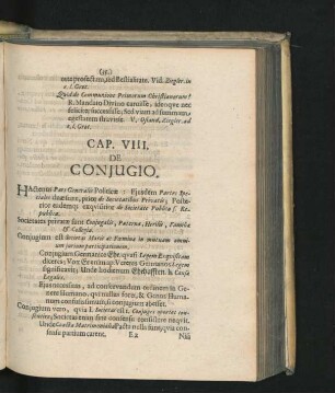 Cap. VIII. De Coniugio.