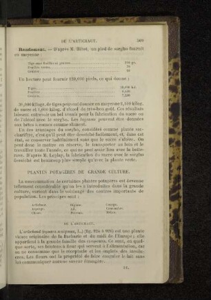 Plantes potagères de grande culture.