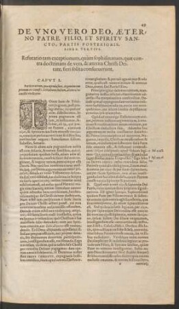 De Uno Vero Deo, Aeterno Patre, Filio, Et Spiritu Sancto, Partis Posterioris, Liber Tertius.