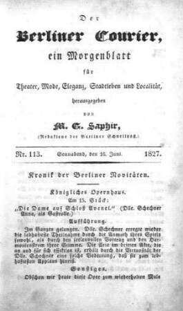 Nr. 113, Sonnabend, den 16. Juni 1827