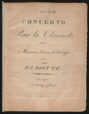 Concerto Pour la Clarinette : Oeuv. 24.