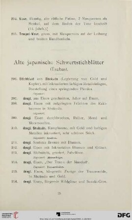 Alte japanische Schwertstichblätter (Nr. 206-217)