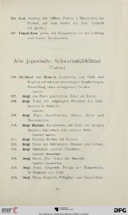 Alte japanische Schwertstichblätter (Nr. 206-217)