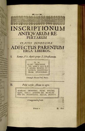 Classis Duodecima. Adfectus Parentum Erga Liberos