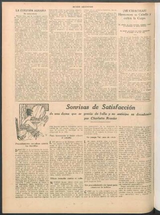 Sonrisas de satisfacción de una dama que se precia de bella y no anticipa su decadencia