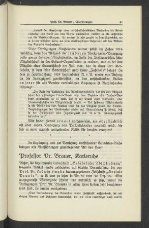 Professor Dr. Brauer / Ausführungen