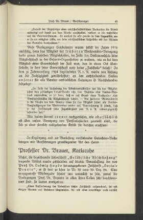 Professor Dr. Brauer / Ausführungen